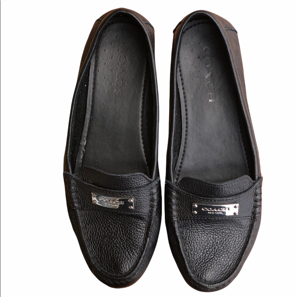 COACH classic leather black moccasin women size 8